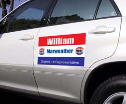 political car magnetic sign